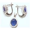 Image 1 : STERLING SILVER SAPPHIRE(9.45CT) EARRING AND RING