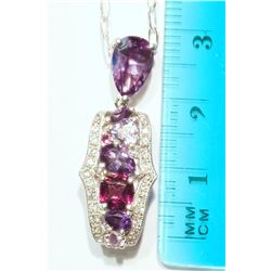 STERLING SILVER GARNET ,AMETHYST ,DIAMOND(2.60CT)