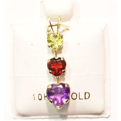 10KT GOLD PERIDOT ,GARNET,AMETHYST (1.80CT)