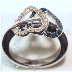 STERLING SILVER DIAMOND (0.20CT) RING (5.78G)