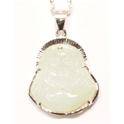 STERLING SILVER JADE BUDDHA  (5.62G) NECKLACE
