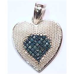 STERLING SILVER DIAMOND  HEART PENDANT (7.2G)