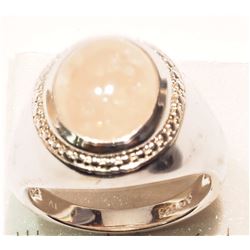 STERLING  SILVER MORGANITE (7.8G) RING