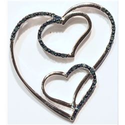 STERLING SILVER  DIAMOND TRIPLE HEART  SHAPED