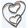 Image 1 : STERLING SILVER  DIAMOND TRIPLE HEART  SHAPED