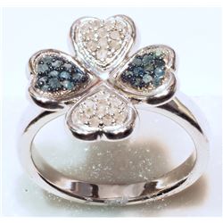 STERLING SILVER DIAMOND RING (5.38G)