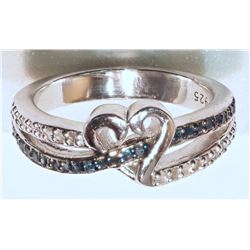 STERLING  SILVER DIAMOND( 0.25CT)RING (4.11G)