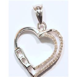 STERLING SILVER DIAMOND HEART PENDANT (5.2G)