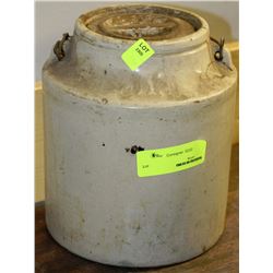 ANTIQUE CROCK WITH HANDLE AND LID