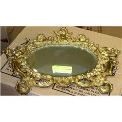 ANTIQUE BRASS NUMBERED 308 CHERUB  MIRROR