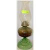 Image 1 : ANTIQUE OIL LAMP WITH GREEN BASE