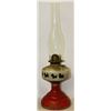 Image 1 : ANTIQUE OIL LAMP WITH RED BASE&SCOTTISH DOG DESIGN