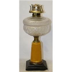 ANTIQUE OIL LAMP PAINTED BASE, NO SHADE