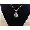 Image 1 : MULTI COLORED DRUZY AGATE PENDANT & CHAIN