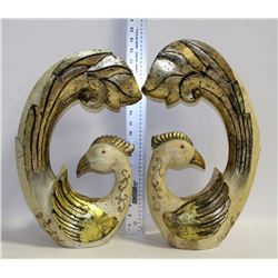 TWO CERAMIC LARGE BIRD ART SCULPTURES