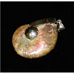NATURAL IRIDESCENT AMMOLITE FOSSIL PENDANT