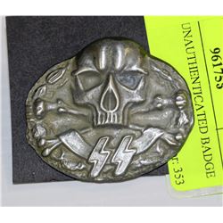 NAZI SS UNAUTHENTICATED BADGE