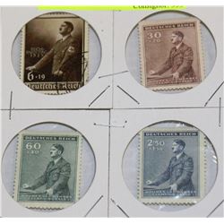 LOT OF 4 RARE STAMPS HITLER GIVEN A SPEECH