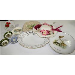 BOX WITH ROYAL FOLCONWARE, WEDGEWOOD, OSCAR DELA