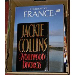 BOX OF HARD COVERED BOOKS INCL. JACKIE COLLINS,