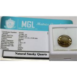 SMOKY QUARTZ 10.48CT WITH COA