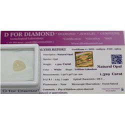 NATURAL OPAL TRILLION 1.329CT WITH COA