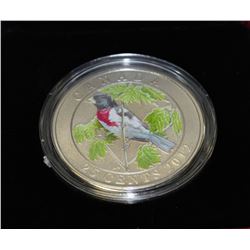 2012-25 CENT COLOURED COIN:ROSE BREASTED GROSBEAK