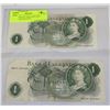 Image 1 : TWO BANK OF ENGLAND ONE POUND BANKNOTES