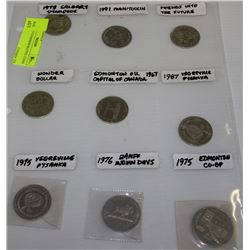 PAGE OF 9 COMMEMORATIVE COINS