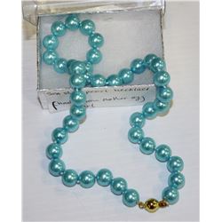 SEA SHELL PEARL NECKLACE SKY BLUE