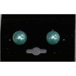 SEA SHELL PEARL EARRING SKY BLUE 925 SILVER GOLD