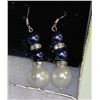 Image 1 : SEA SHELL PEARL EARRING BLUE&WHITE 925 SILVER GOLD