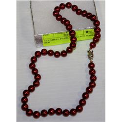 SEA SHELL PEARL NECKLACE DARK RED