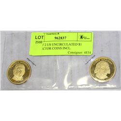 LOT OF 2 US UNCIRCULATED $1 COLLECTOR COINS INCL.