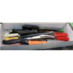 BOX OF BUTCHER KNIVES