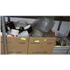 Image 1 : 2 BOXES & 2 BUS PANS FULL OF CUPS/ UTENSILS/ ETC