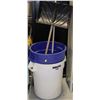 Image 1 : 2 BRUTE GARBAGE CANS W/ RAKE & SNOW SHOVEL