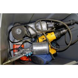 TOTE OF TOOLS INCL. BLACK AND DECKER GRINDER,