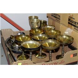 FLAT OF ESTATE BRASS AND SILVER PLATED ITEMS