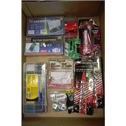 BOX W/NEW AUTOMOTIVE & HOUSEHOLD ITEMS