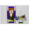 Image 1 : SET OF 2 STAINED GLASS ART WITH FLOWERS AND LILY