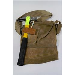 KUNY LEATHER CARPENTER BELT WITH HAMMER