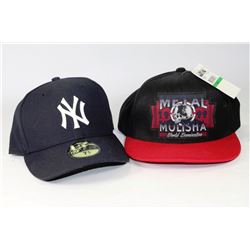 2 NEW MENS HATS NY AND METAL MULISHA
