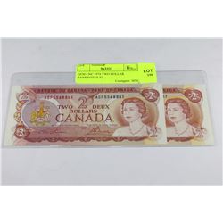 GEM UNC 1974 TWO DOLLAR BANKNOTES X2