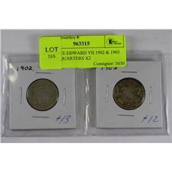 KEY DATE EDWARD VII 1902 & 1903 SILVER QUARTERS X2