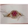 Image 1 : NATURAL RUBY & CZ RING .925 SILVER SIZE 8
