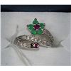 Image 1 : NATURAL RUBY AND CZ RING .925 SILVER SIZE 5
