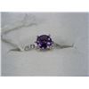 Image 1 : .925 SILVER NATURAL AMETHYST & CZ RING  SIZE 5