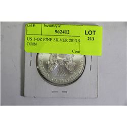 US 1-OZ FINE SILVER 2013 $1 DOLLAR COIN