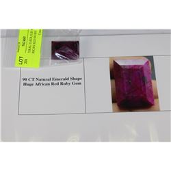 90CT NATURAL EMERALD SHAPE HUGE AFRICAN RED RUBY